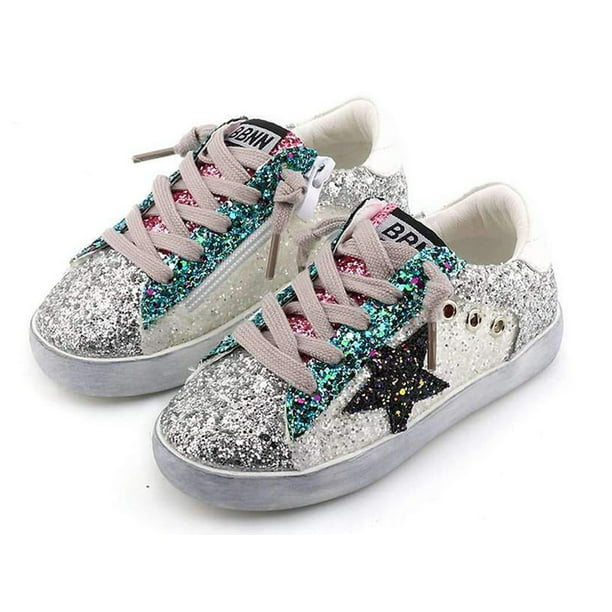 Toddler/Little Kid/Big Kid GIY Girls High Top Canvas Sneakers Kids Casual Shoes with Glittering Stars 